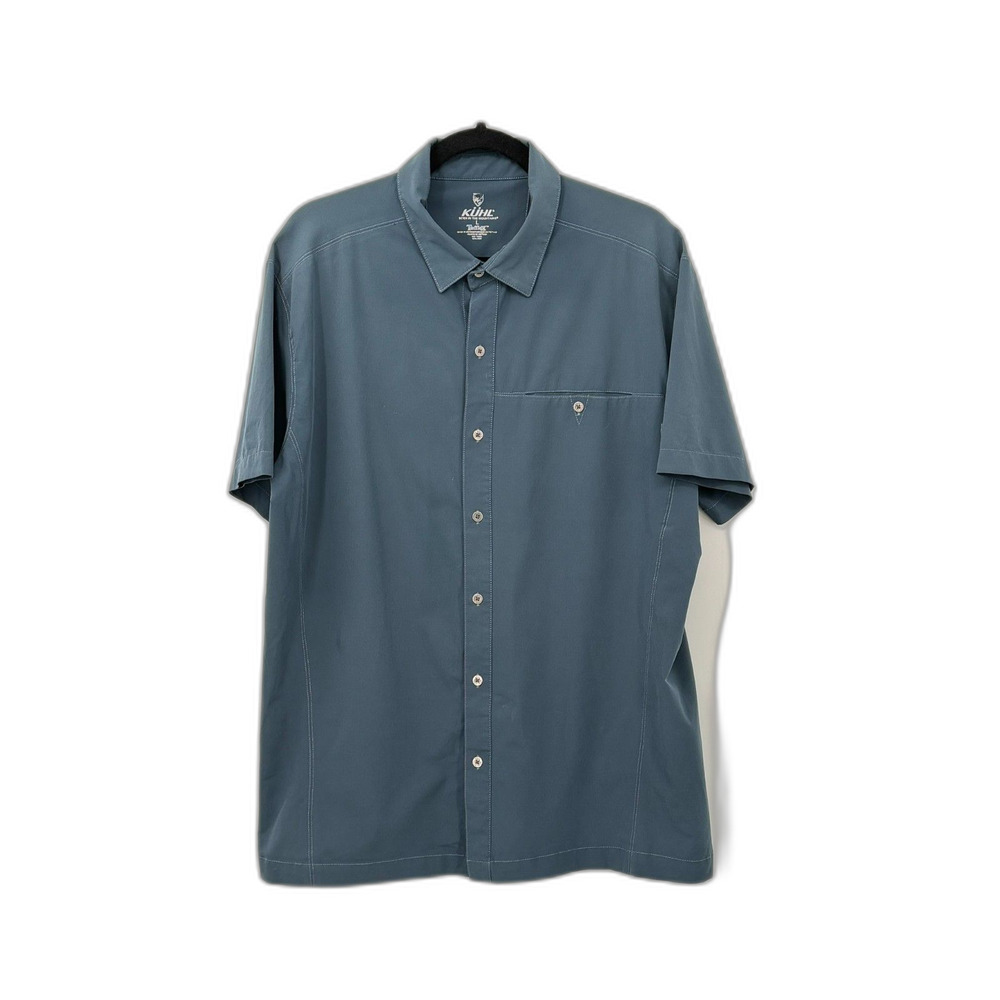 KUHL Mens Born in the Mountains Blue Tufflex Large Shirt Hiking Outdoors Button